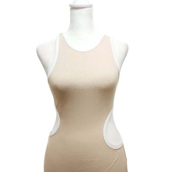 NauLon Womens Open Back Bodycon Dress Cut Out Waist Ribbed Ankle Length Size M - Picture 12 of 13